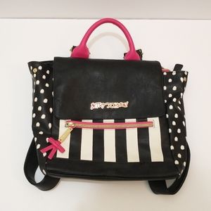 Betsey Johnson Black and White Stripe Backpack